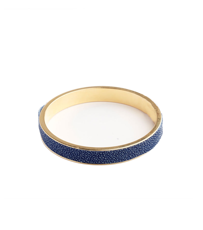 Inlay Blue Stingray Leather Bangle Bracelet