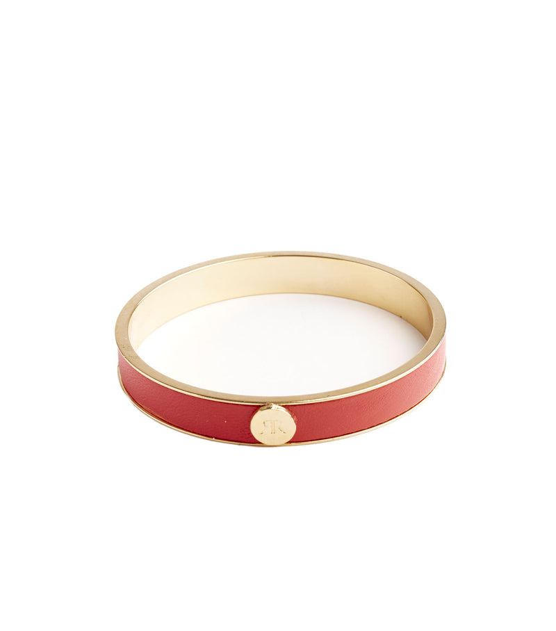 Inlay Red Leather Bangle Bracelet