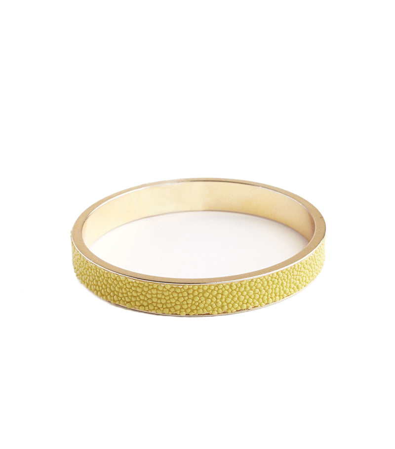 Inlay Yellow Leather Bangle Bracelet