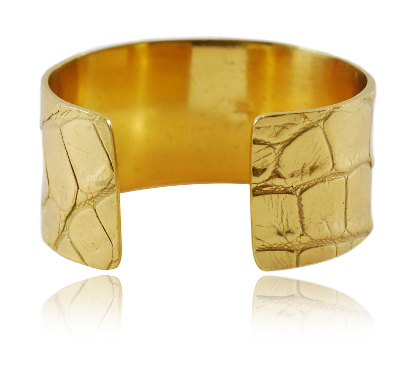 Cold Cast Crocodile belly cuff in gold