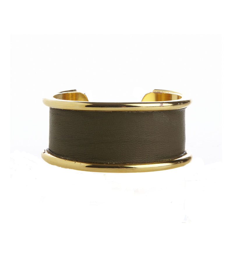 2cm Inlay Khaki Leather Cuff Bracelet