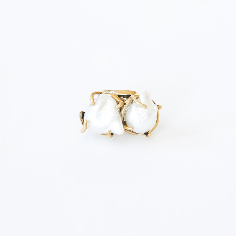 Double Pearl Ring White