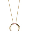 Necklace with Double Horn Pendant in Pink Inlay Leather