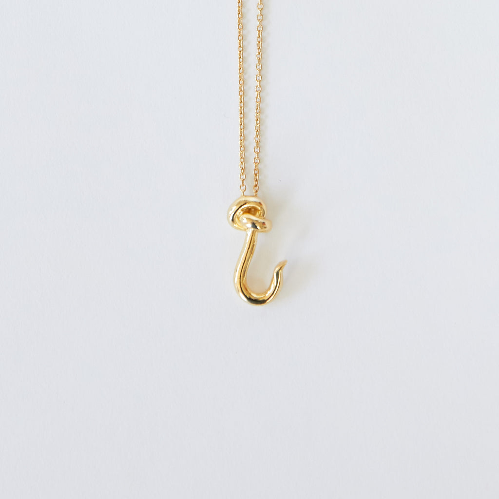 Necklace with Baby Fish Hook Pendant in Gold