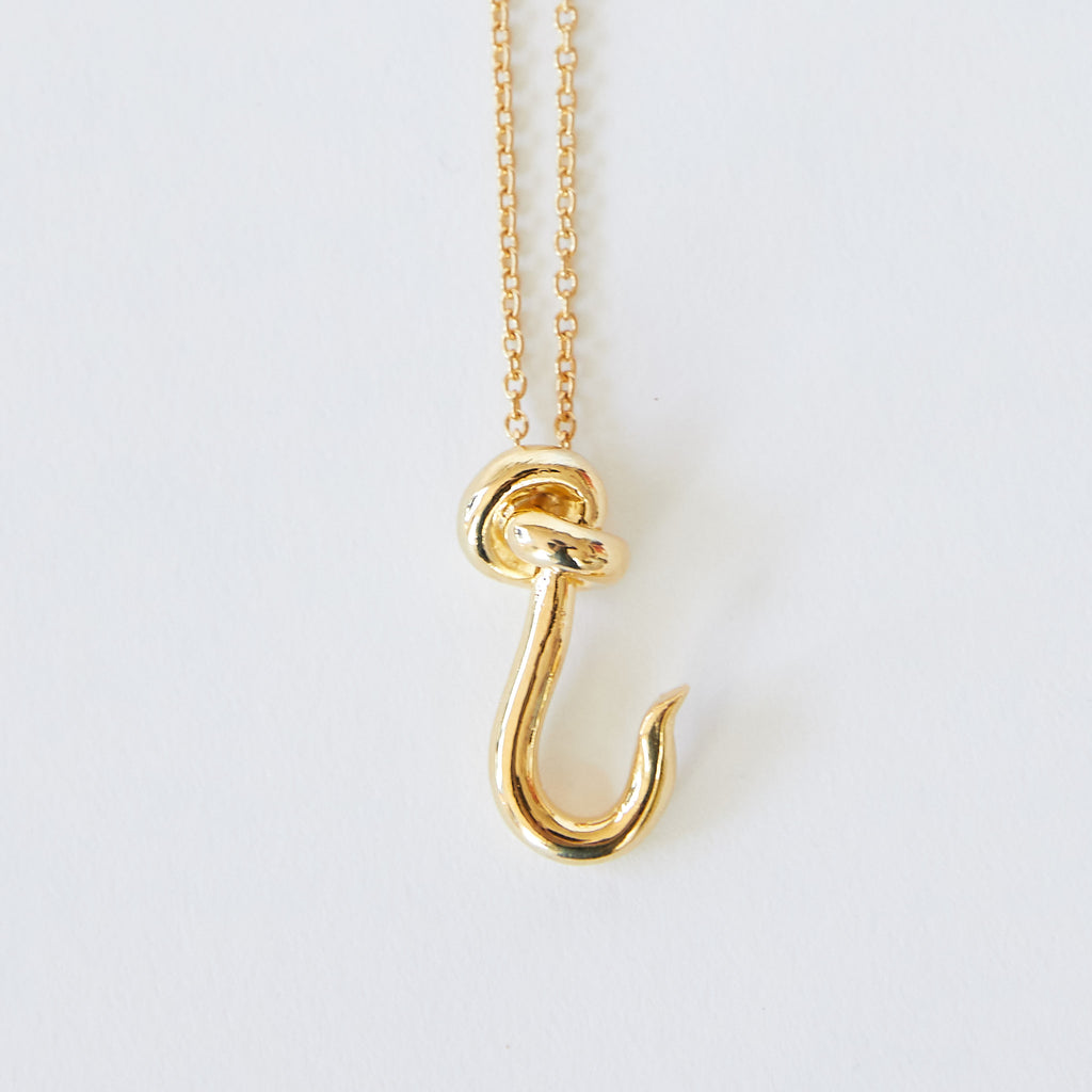 Necklace with Baby Fish Hook Pendant in Gold