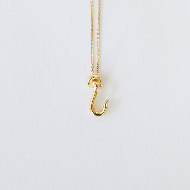 Necklace with Baby Fish Hook Pendant in Gold