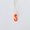 Rope Necklace with Baby Fish Hook Pendant in Orange