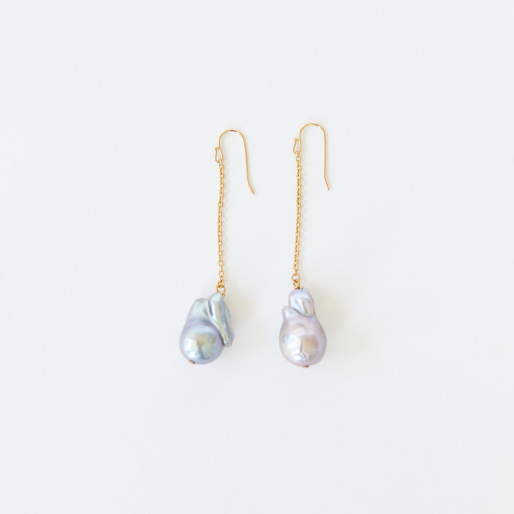 Pearl Chain Earrings Multi