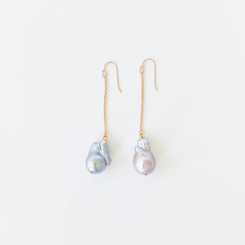 Pearl Chain Earrings Multi