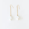 Pearl Chain Earrings White