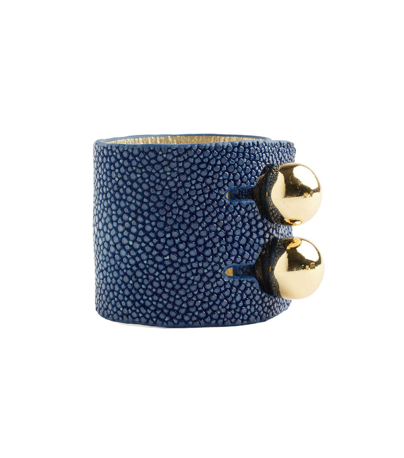 Wide Blue Stingray Leather Cuff